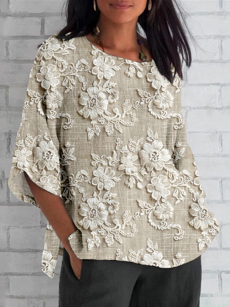 Zehra - Losvallende Top met Zachte Bloemenprint