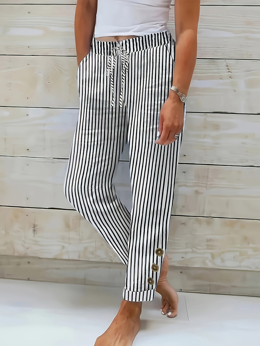 Raquelle – Casual Gestreepte Broek
