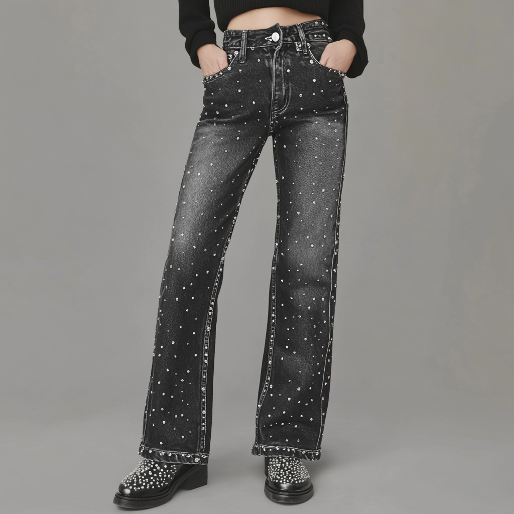 Laluna - Glitter Spijkerbroek