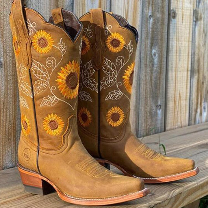 Leah - Leren Cowboylaarzen tot halverwege de kuit