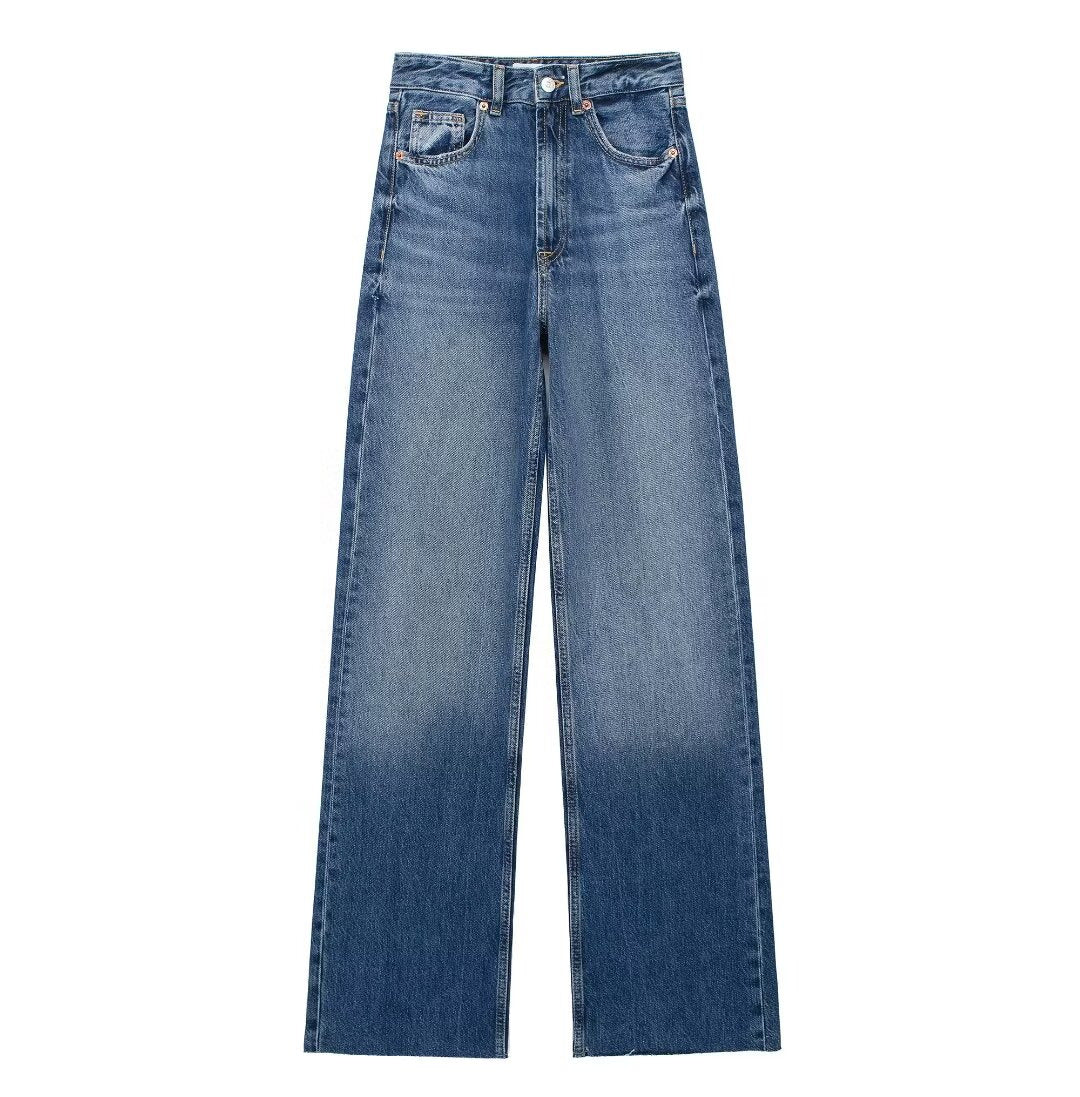Laluna - Blauwe Damesbroek Wide Leg