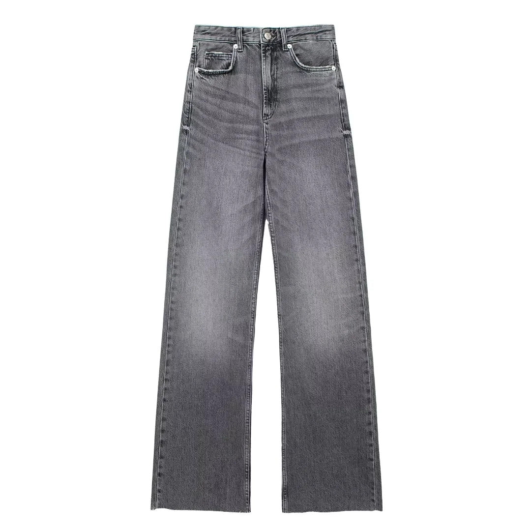 Laluna - Grijze Damesbroek Wide Leg