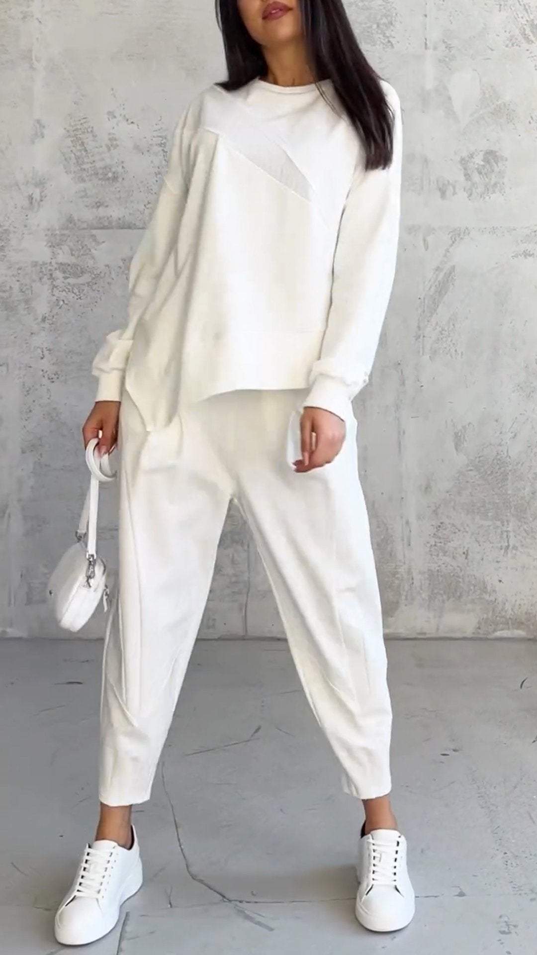 Pien - Tweedelige set met pullover met ronde kraag en lange mouwen