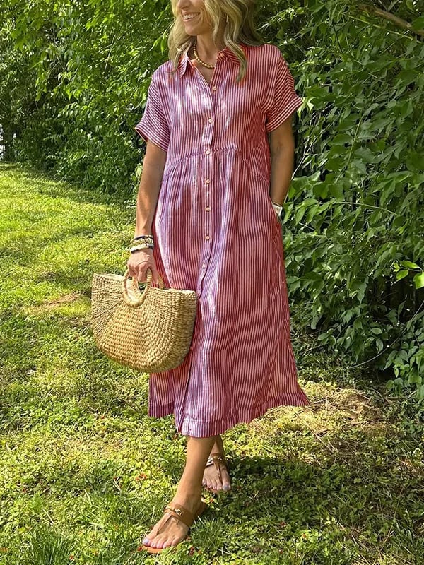 Carlijn - Gestreepte Maxi Blousejurk