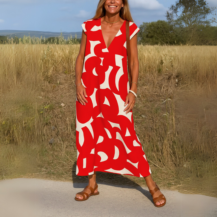 Georgine - Elegante V-Hals Midi-jurk