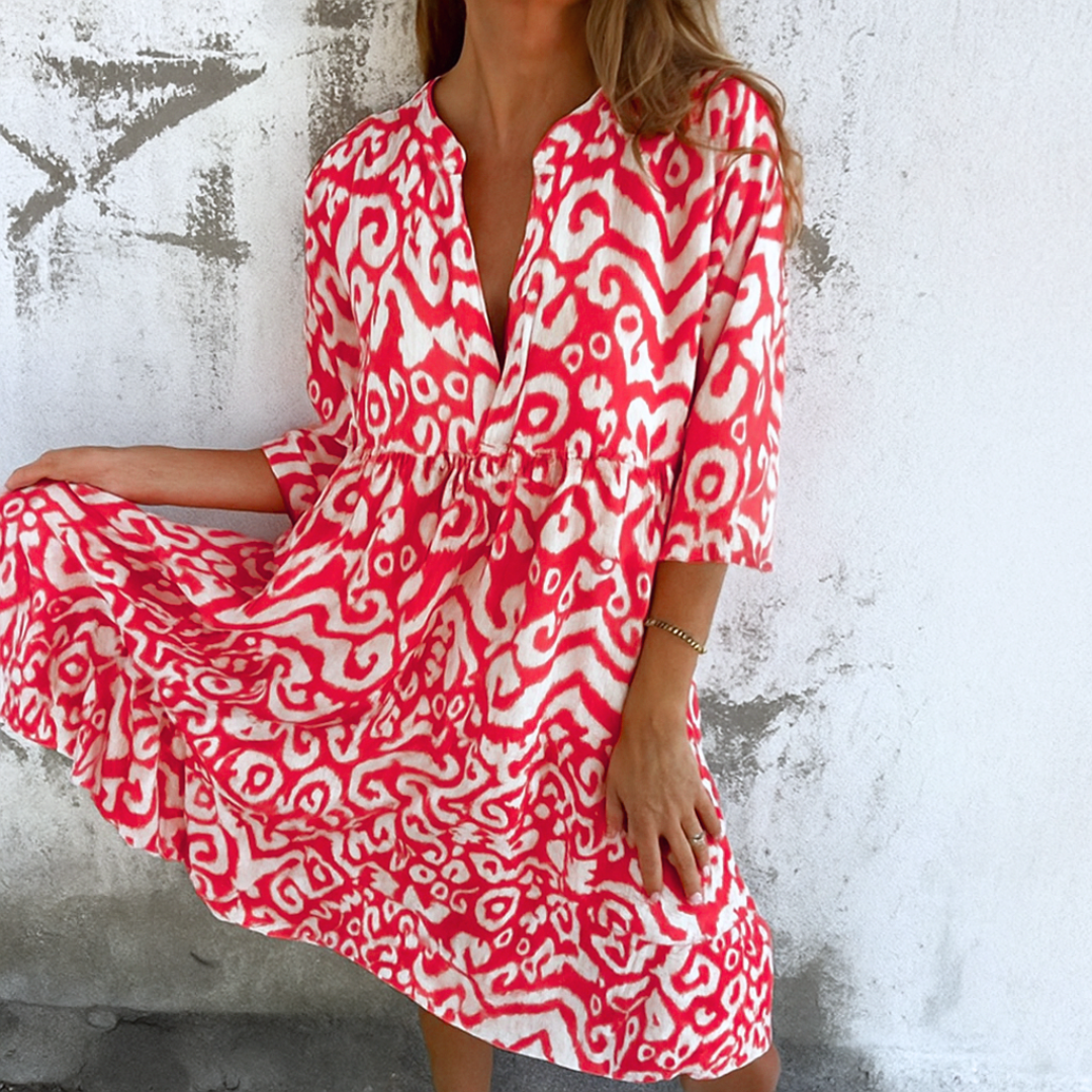 Lianne - Elegante Midi-jurk Met V-Hals
