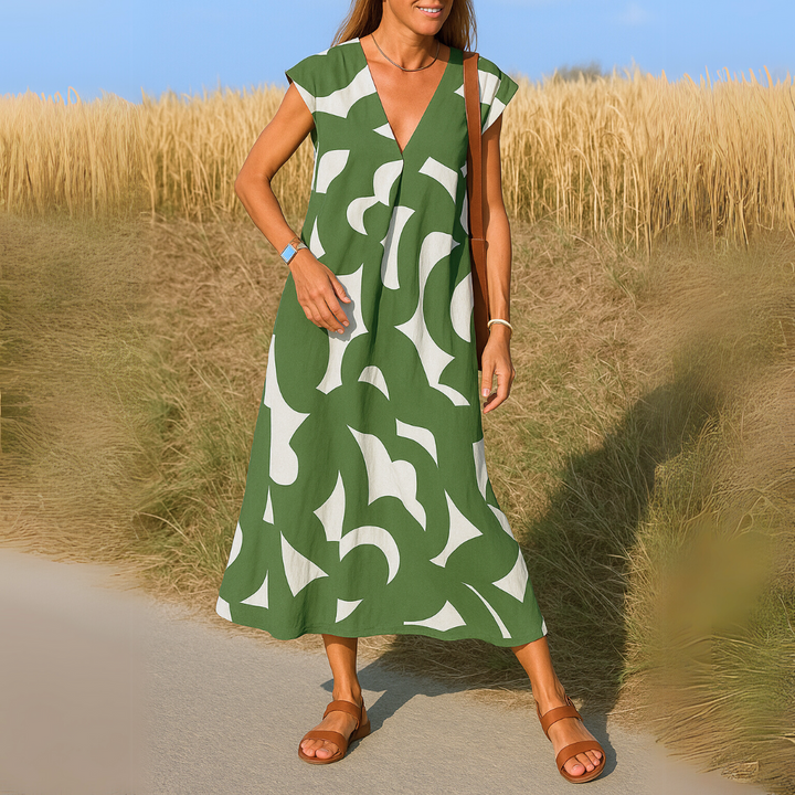 Georgine - Elegante V-Hals Midi-jurk