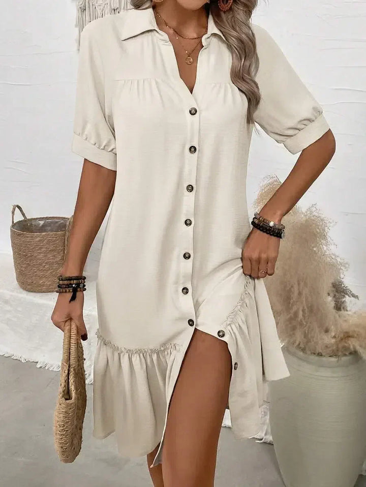 Aliyah - Button-Down Jurk Met Ruches Zoom