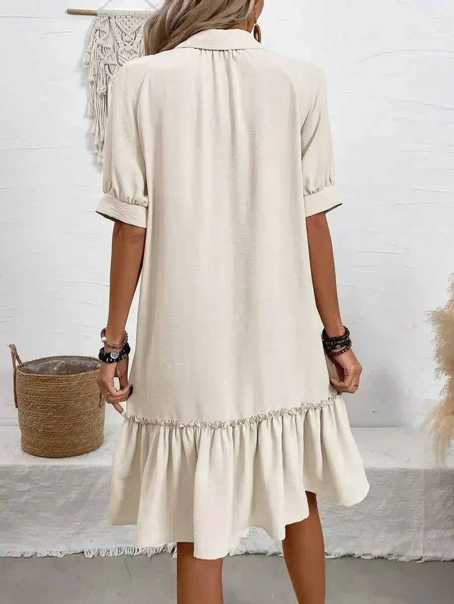 Aliyah - Button-Down Jurk Met Ruches Zoom