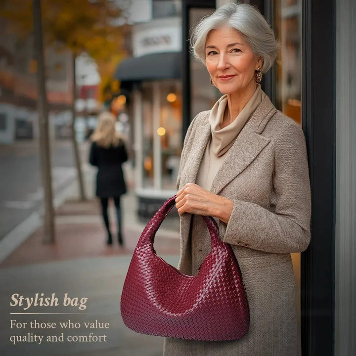 Tessa – Elegante Geweven Tote Bag van PU-Leder