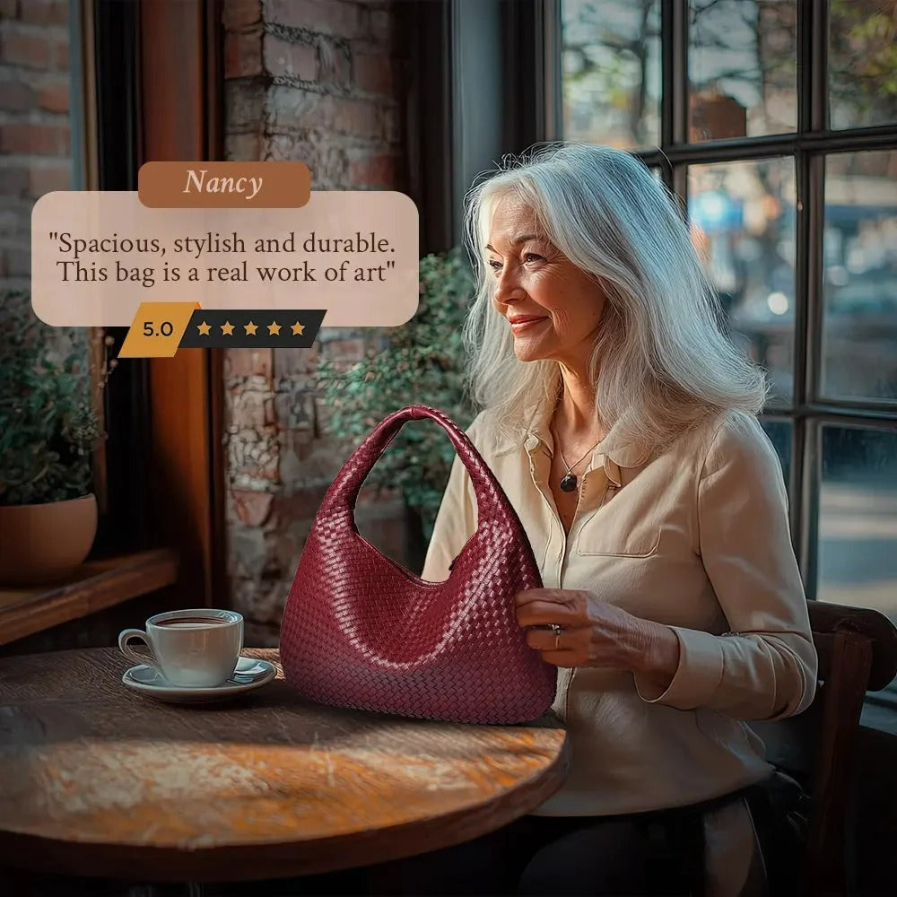 Tessa – Elegante Geweven Tote Bag van PU-Leder