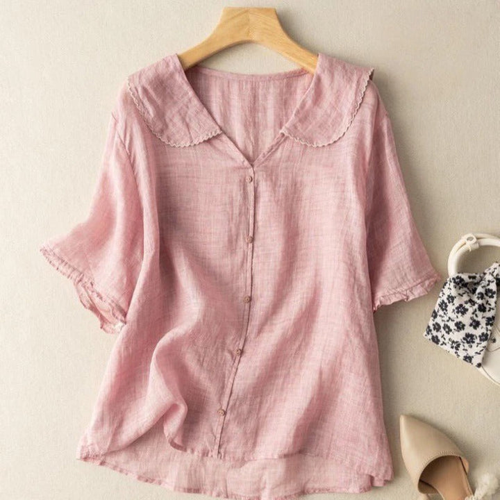 Adèle - Linnen Blouse met Scallopkraag