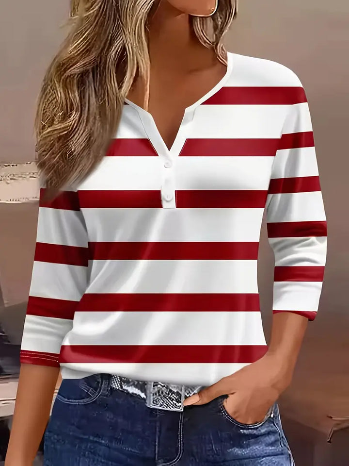 Anika – Gestreepte V-Hals Top
