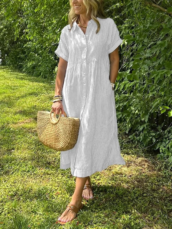 Carlijn - Gestreepte Maxi Blousejurk