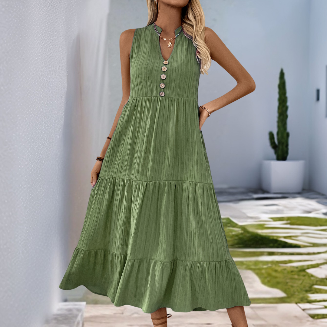 Renske - Korte Mouw Knoop V-Hals Jurk