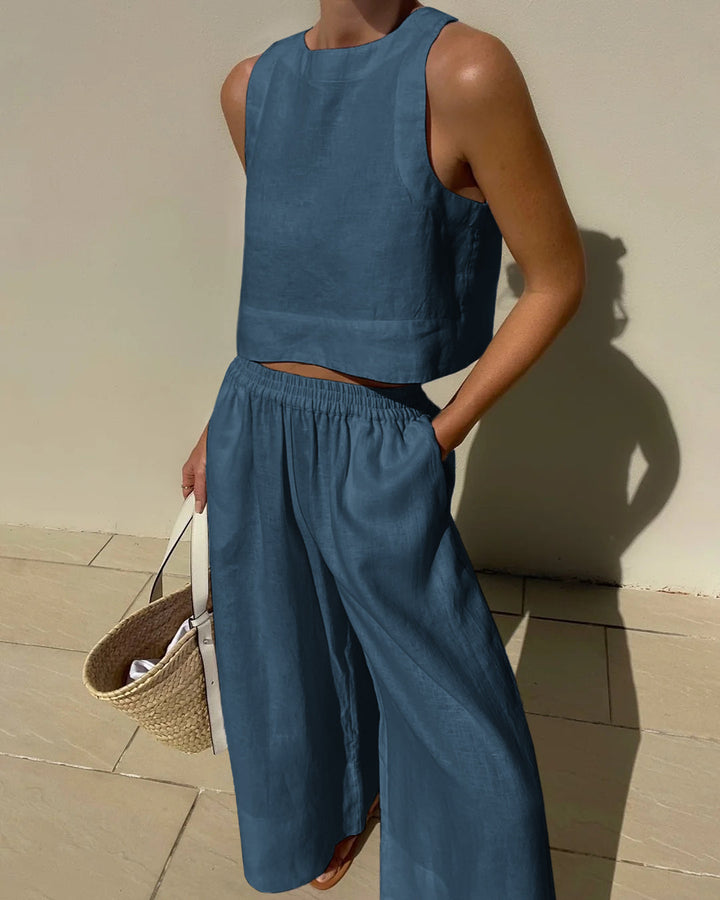 Aminta – Casual Mouwloze Zomeroutfit Set