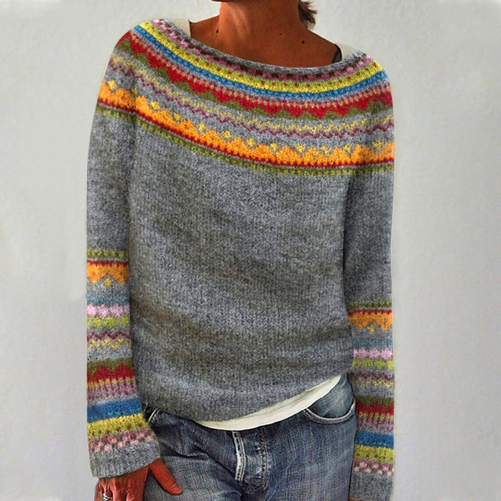 Lexi - Retro Noors Patroon Herfstsweater