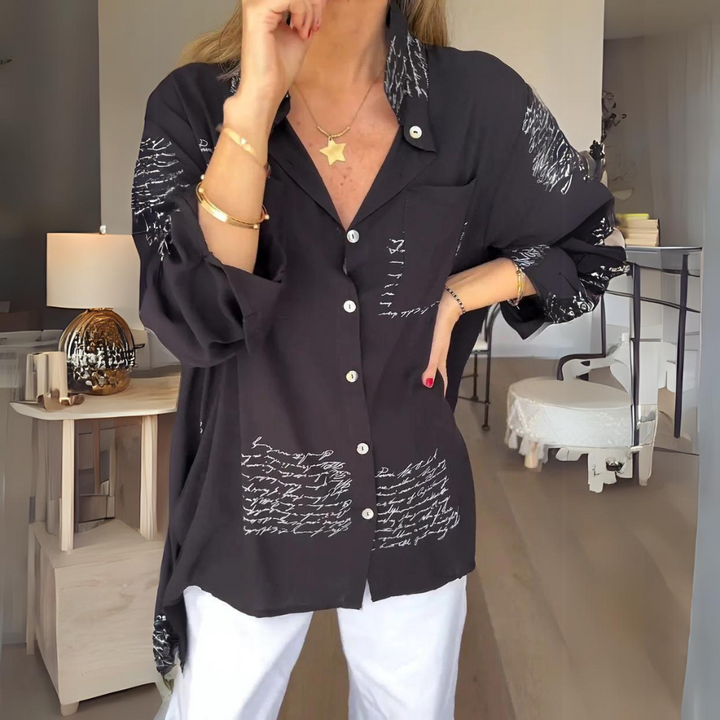 Mirabel – Stijlvolle Bedrukte Katoenen Top voor Dames