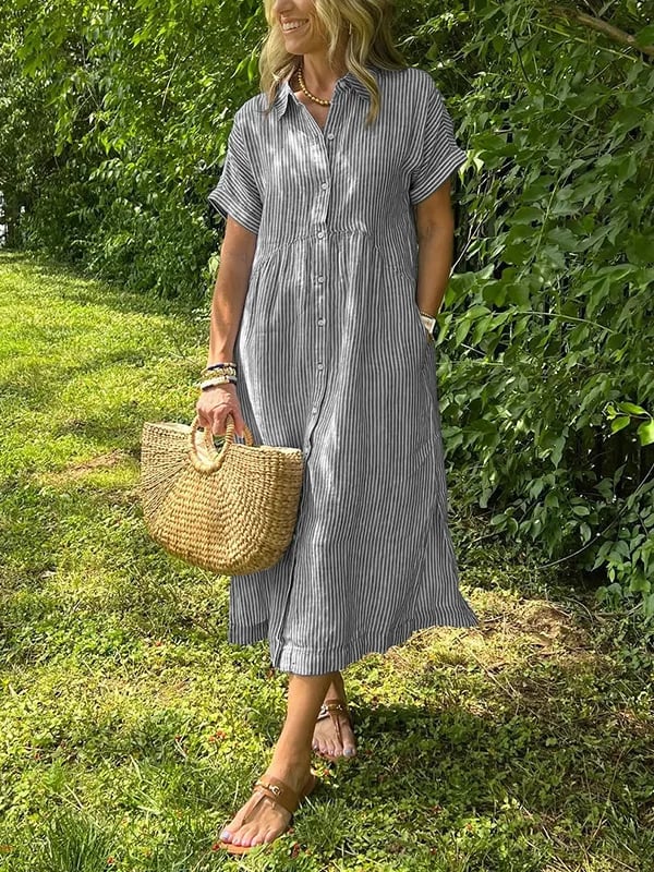 Carlijn - Gestreepte Maxi Blousejurk