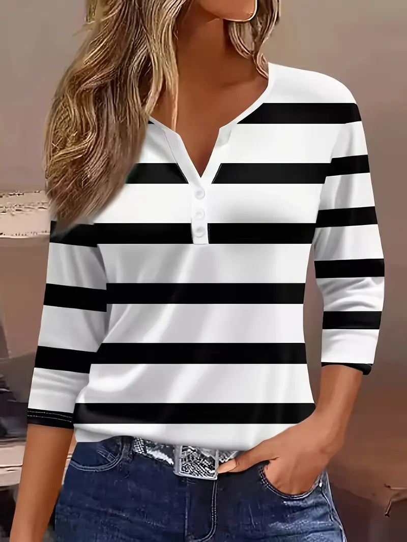Anika – Gestreepte V-Hals Top