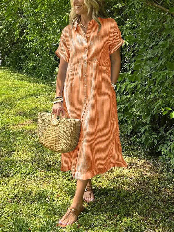 Carlijn - Gestreepte Maxi Blousejurk