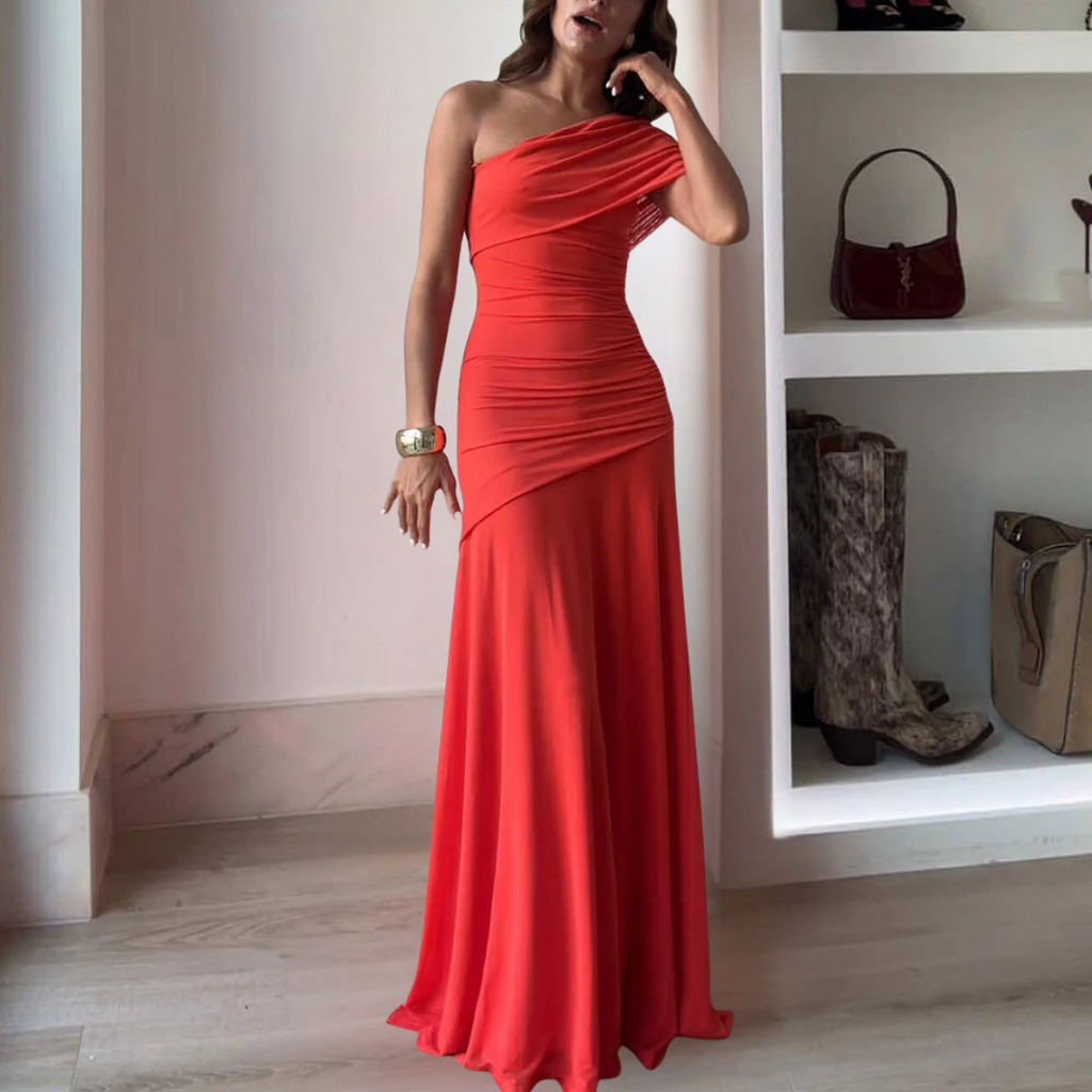 Saar - Elegante lange jurk met blote schouders