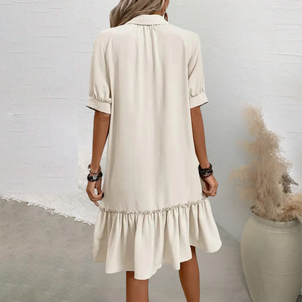 Willemijn - Knopsluiting Ruffle Hem Jurk