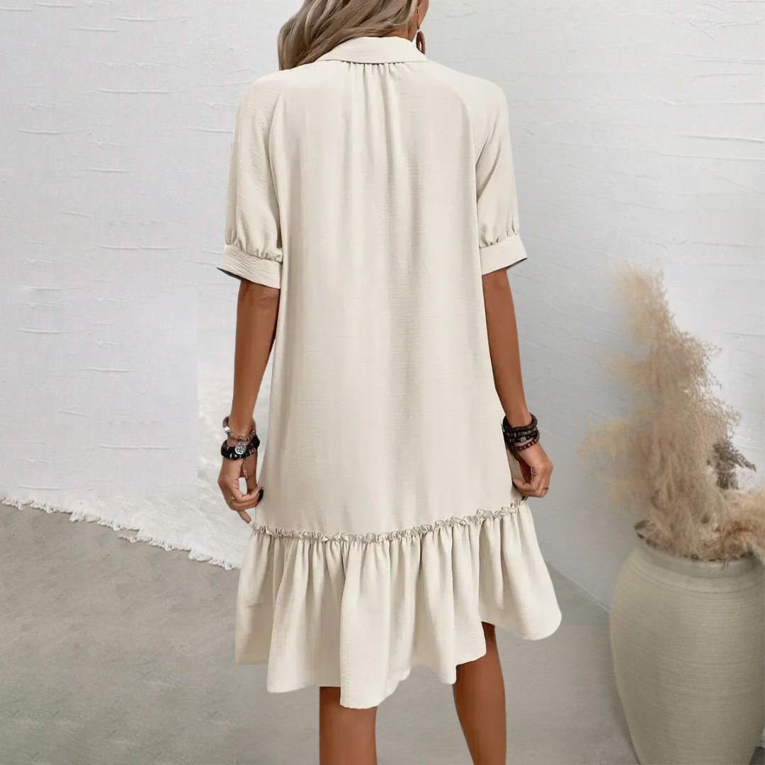 Willemijn - Knopsluiting Ruffle Hem Jurk