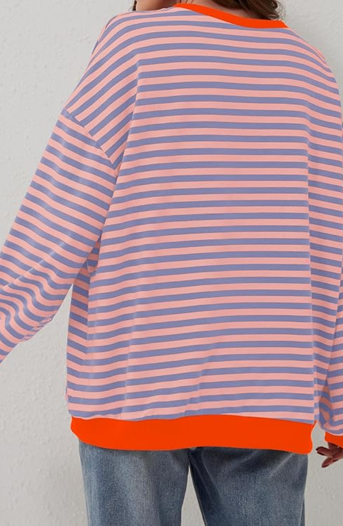 Catje - Oversized Trui met Levendige Strepen