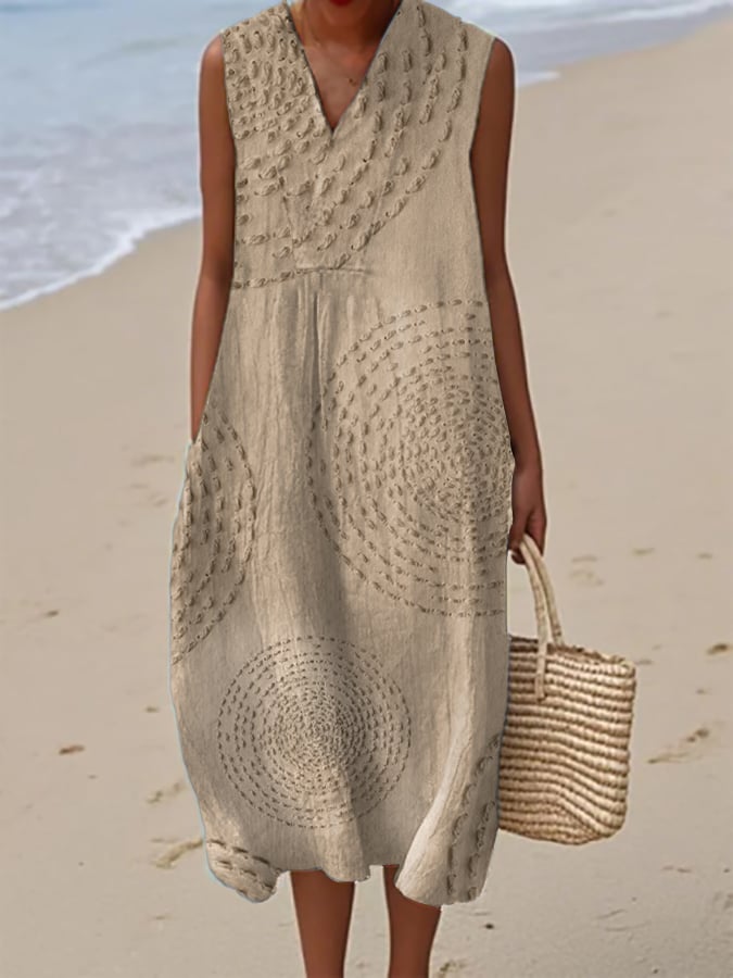 Elina - Mouwloze Printjurk met V-hals