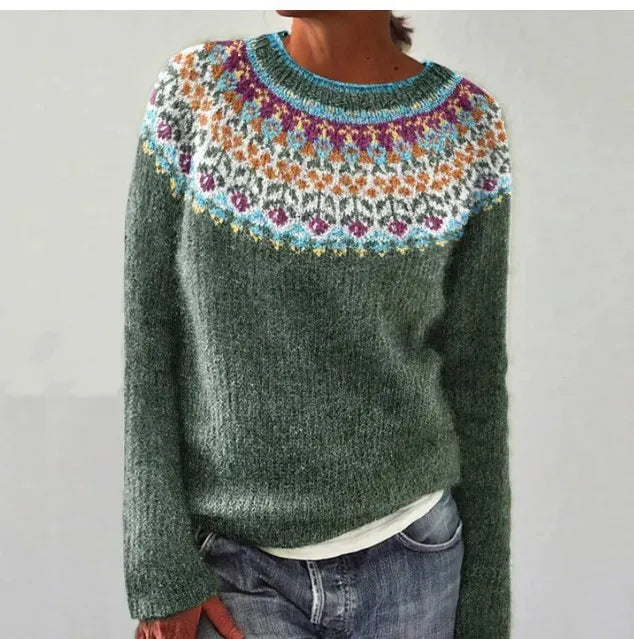 Lexi - Retro Noors Patroon Herfstsweater