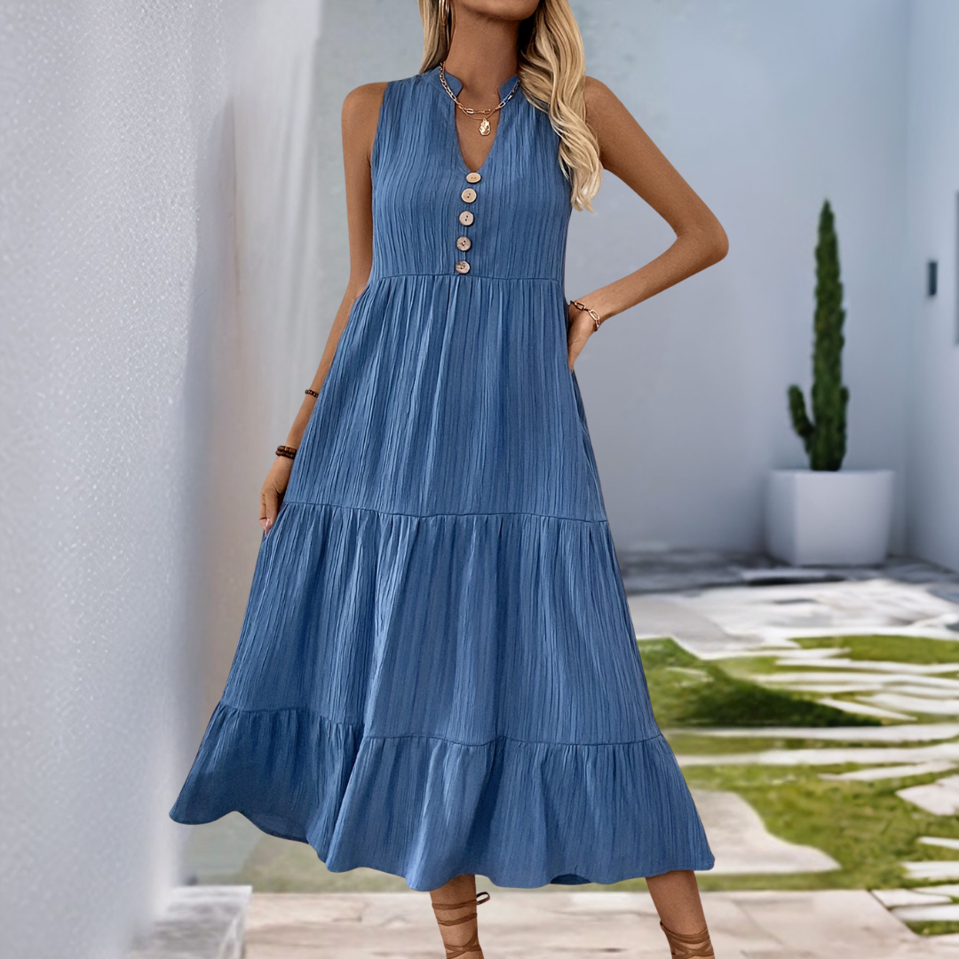 Renske - Korte Mouw Knoop V-Hals Jurk