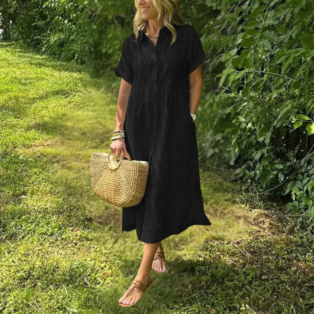 Ursela - Stijlvolle Gestreepte Shirtjurk