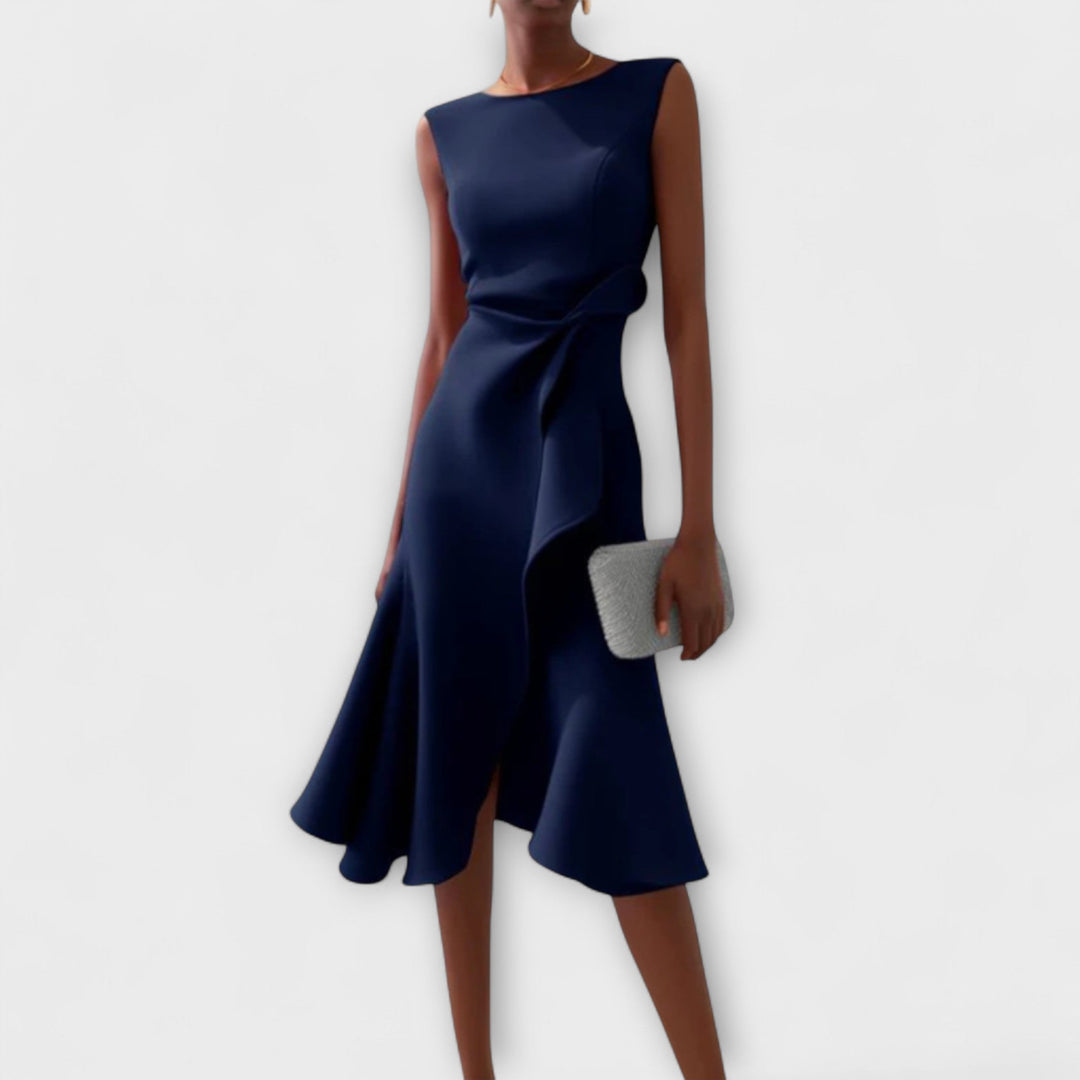 Cornelia - Geplooide Asymmetrische Midi-jurk