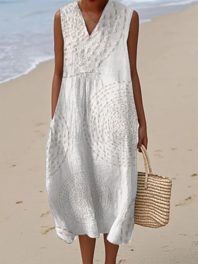 Elina - Mouwloze Printjurk met V-hals