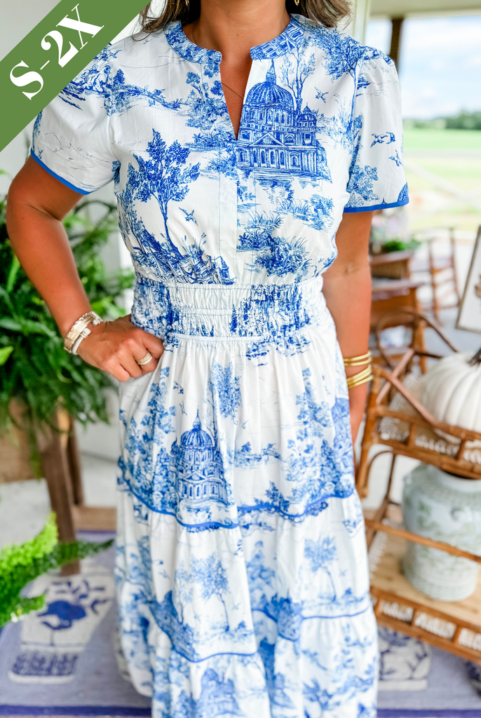 Eliza - Klassieke Toile Maxi Jurk