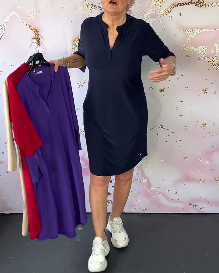 Emmas® | Effen jurk met V-hals