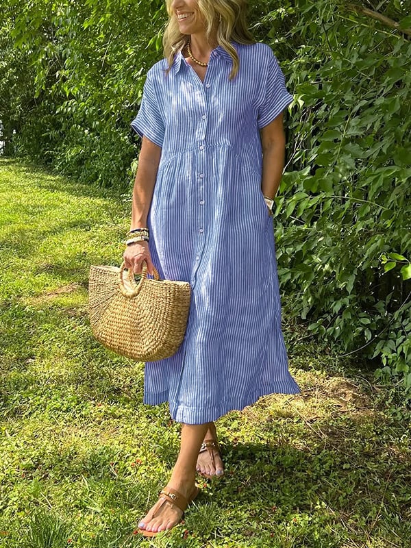 Carlijn - Gestreepte Maxi Blousejurk
