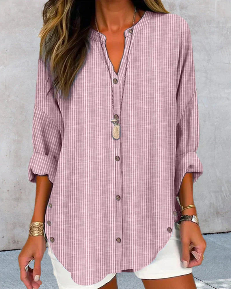 Tamsin - Elegante Top met Gestreept Patroon en V-Hals