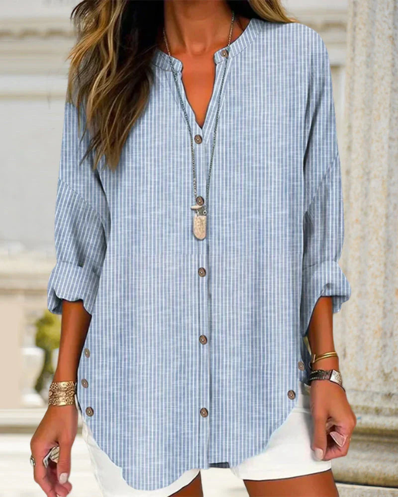 Tamsin - Elegante Top met Gestreept Patroon en V-Hals