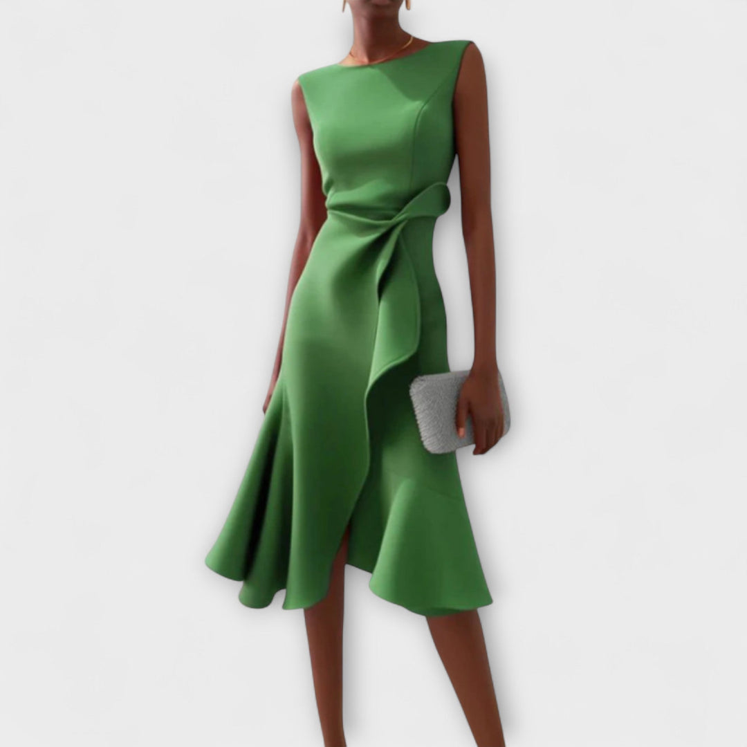 Cornelia - Geplooide Asymmetrische Midi-jurk