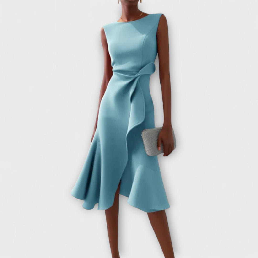 Cornelia - Geplooide Asymmetrische Midi-jurk