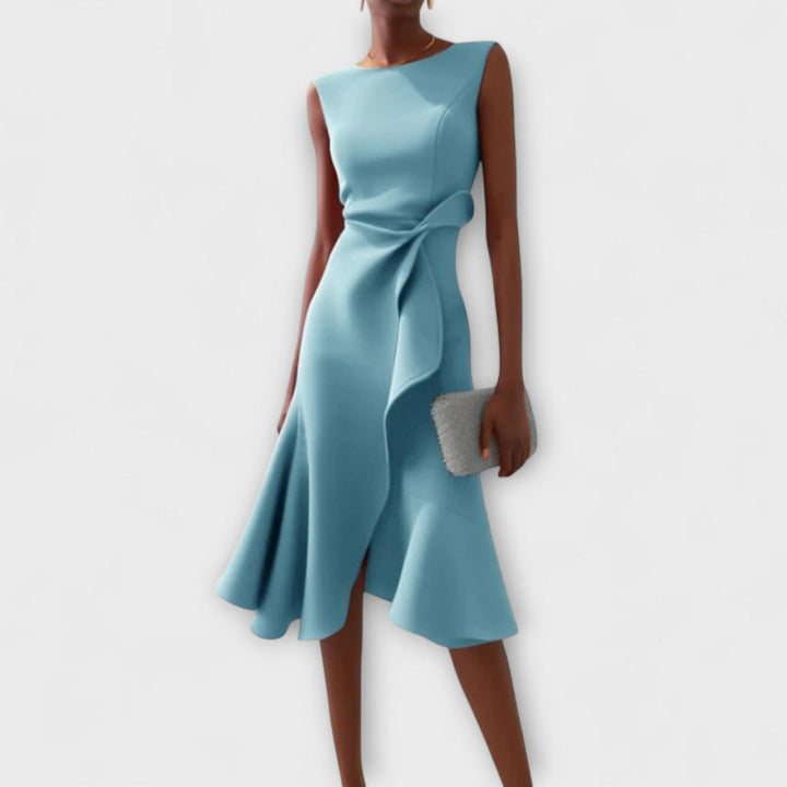 Cornelia - Geplooide Asymmetrische Midi-jurk