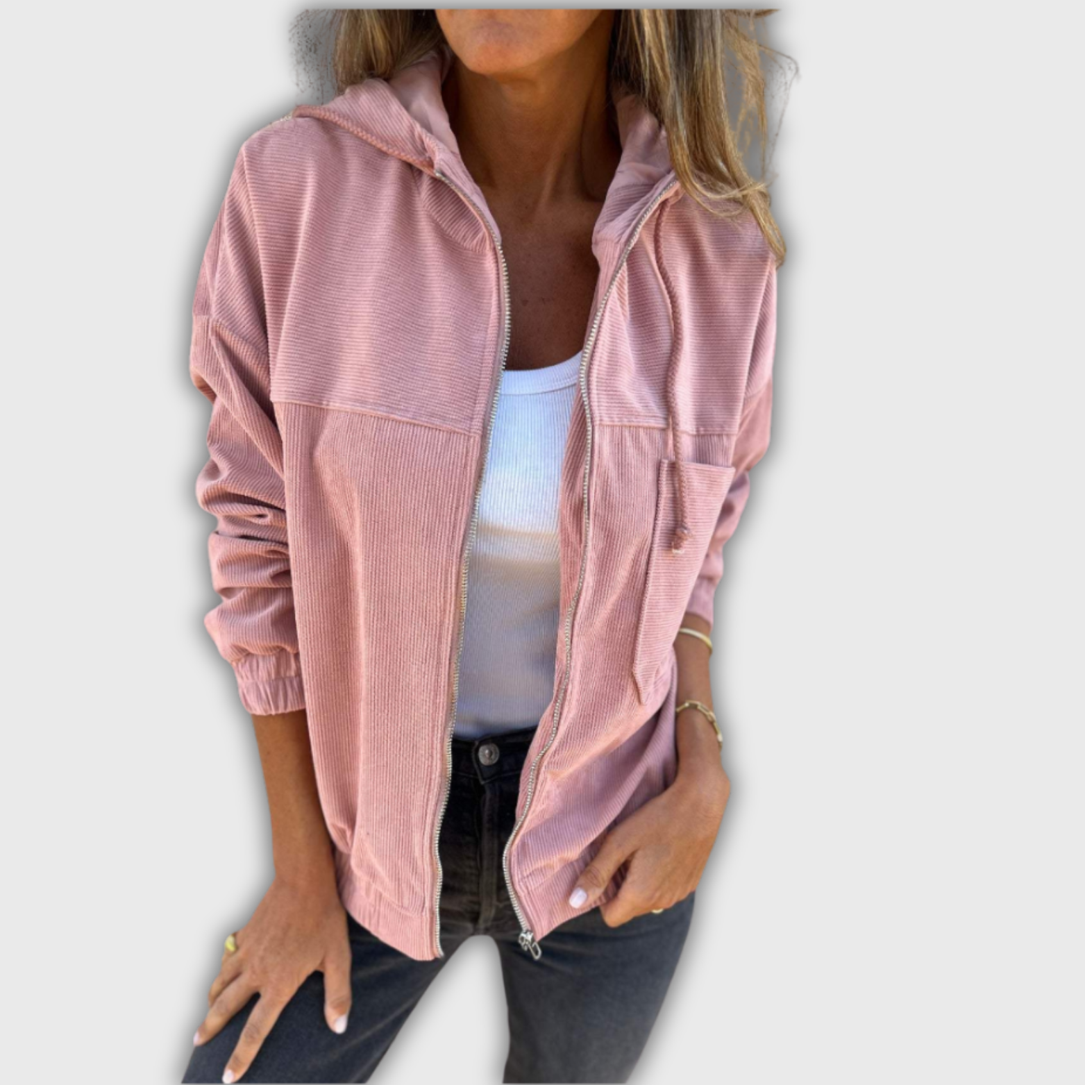 Vera - Retro Corduroy Jas met Capuchon