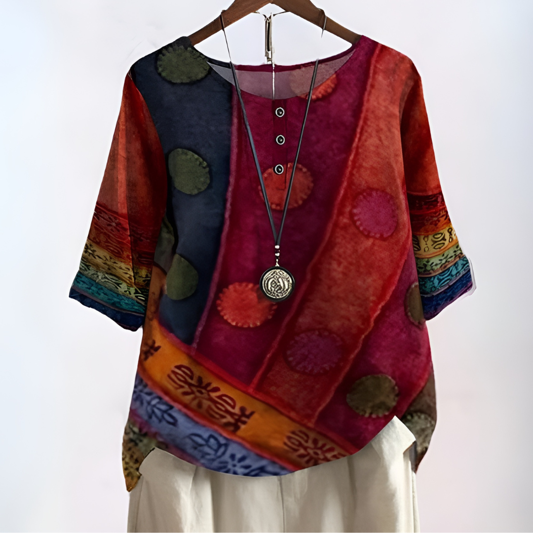 Demi – Casual Moeiteloze Stijl Ruimvallende Boho Blouse