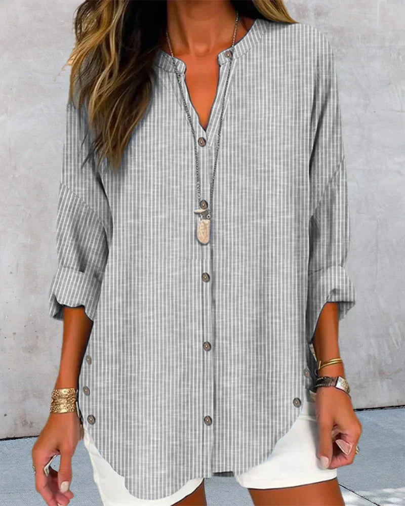 Tamsin - Elegante Top met Gestreept Patroon en V-Hals