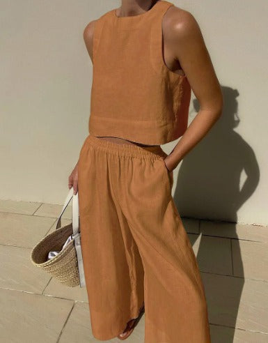 Aminta – Casual Mouwloze Zomeroutfit Set