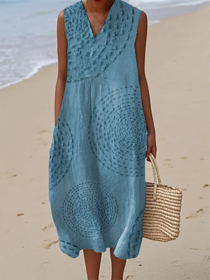 Elina - Mouwloze Printjurk met V-hals