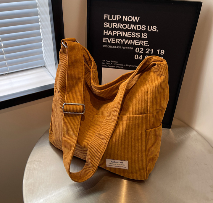 Alina - Casual Corduroy Schoudertas met Meerdere Vakken