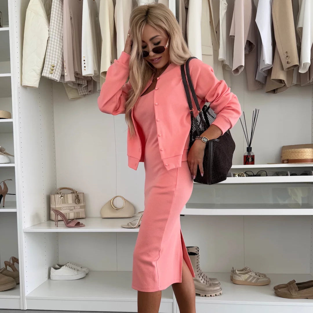 Trijntje - Ribbels Midikleed & Bomberjack Set